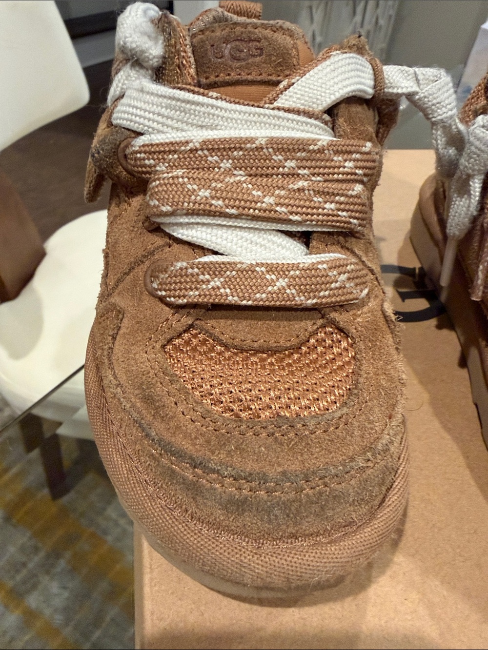 UGG Kids Tan Suede & Mesh Lace-Up Sneakers Lowmel - Picture 2 of 6